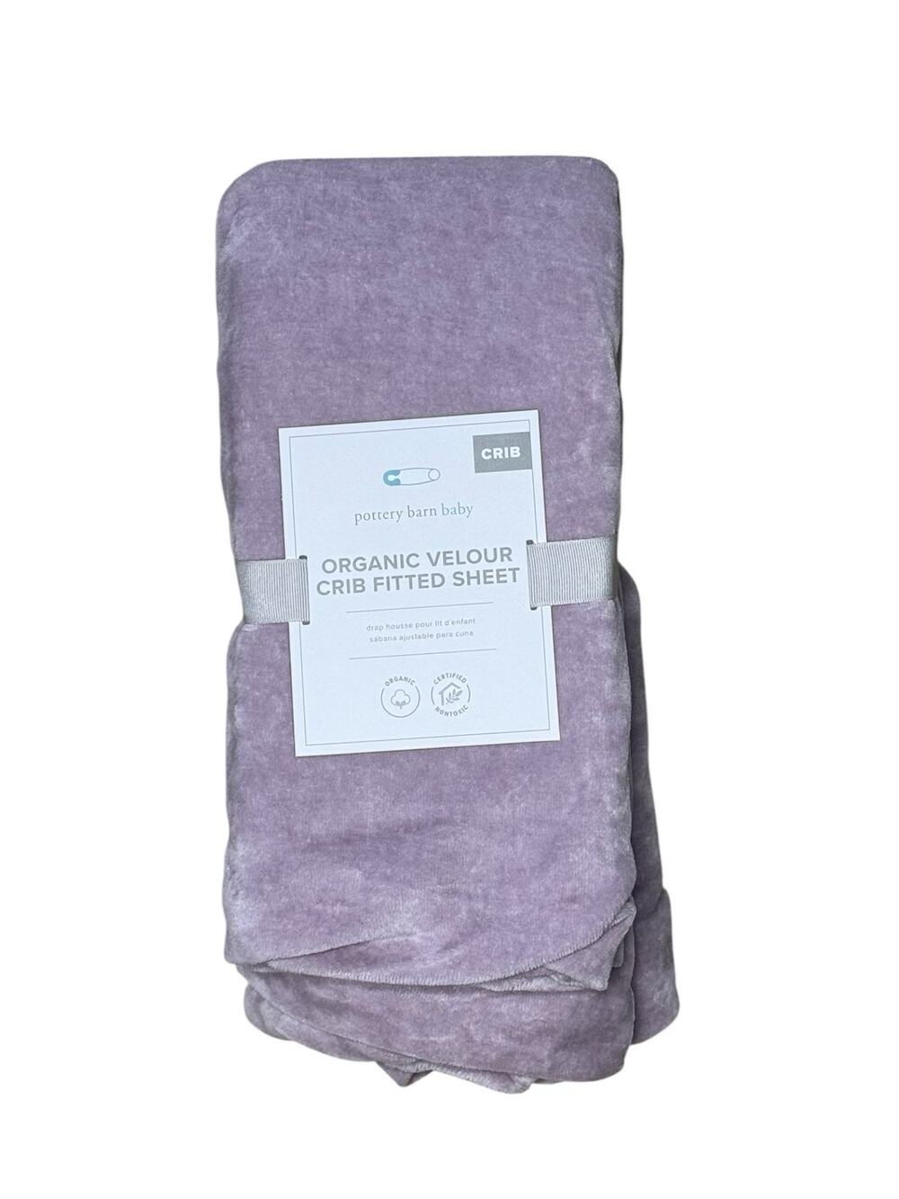 Pottery Barn Baby Organic Velour Light Purple Fitted Crib Sheet NEW